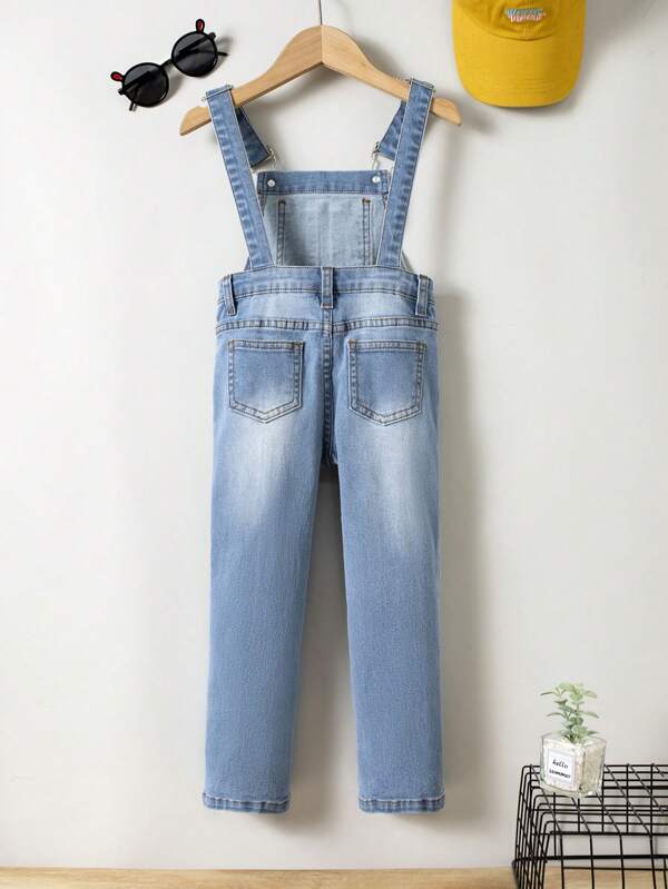 SHEIN Young Boy Ripped Frayed Patched Pocket Overall Jumpsuit