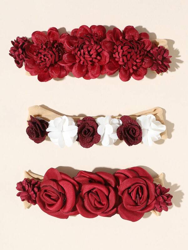 3pcs Baby Flower Decor Hair Band