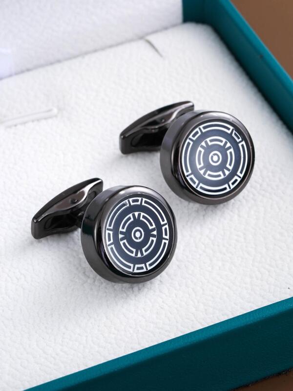 2pcs Men Round Design Cufflink