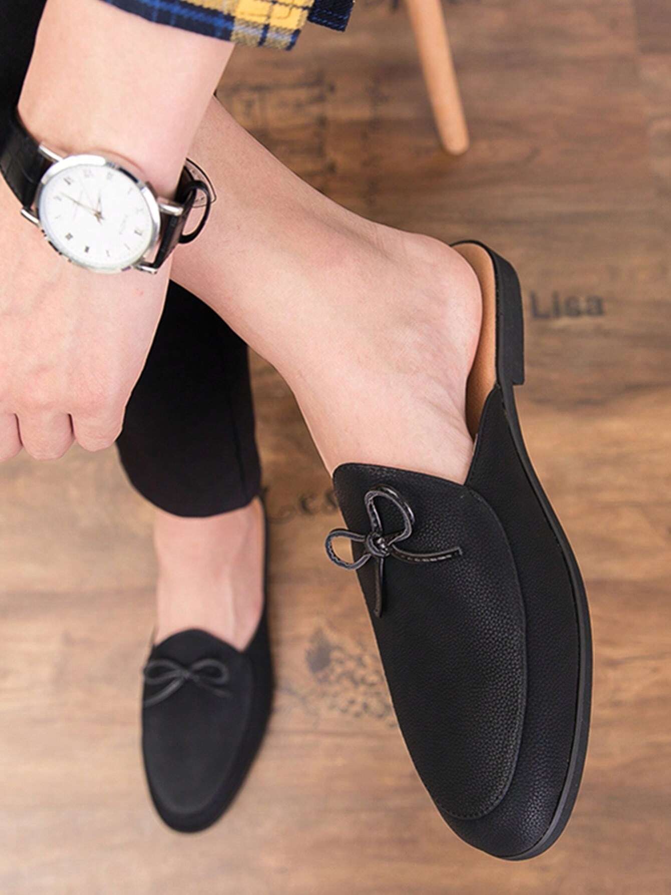 Men Bow Decor Mule Loafers, Fashion Loafers