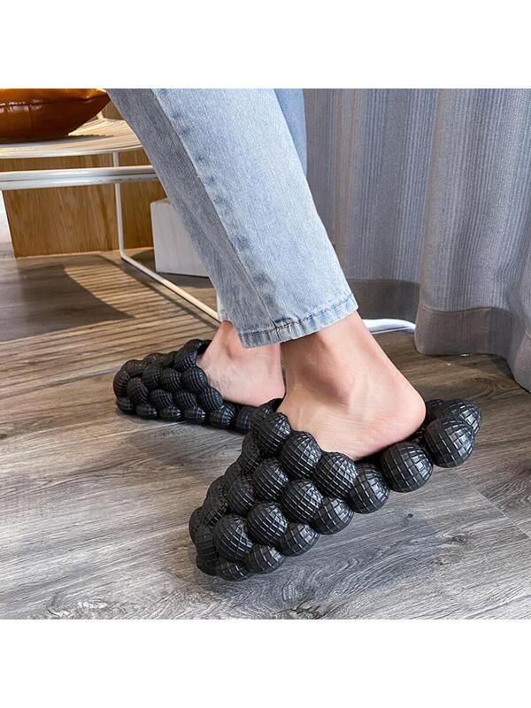 Men Textured Hollow Out Bubble Clogs, Black Outdoor EVA Vent Clogs