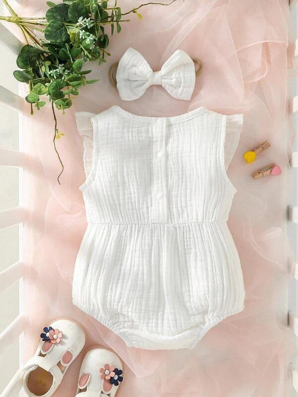 SHEIN Baby Ruffle Trim Bodysuit & Headband