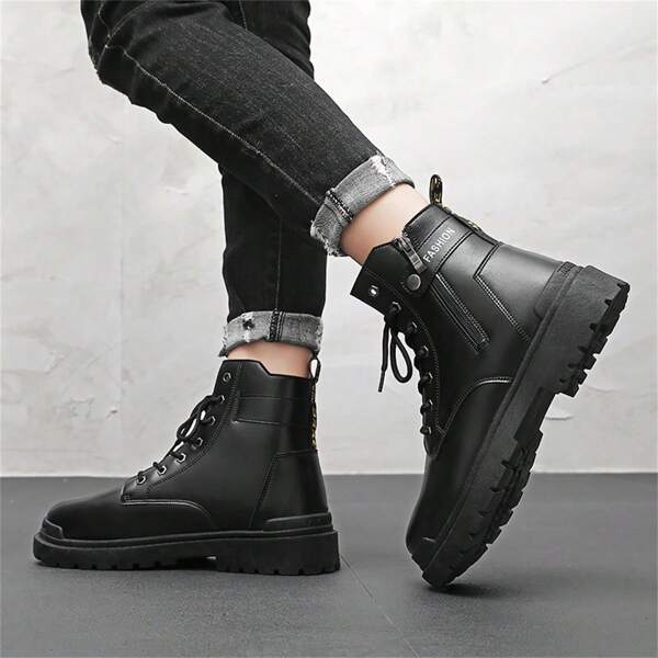 Autumn Outdoor Motorcycle Boots Men's High-top Casual Sports Shoes, Fashionable And Comfortable