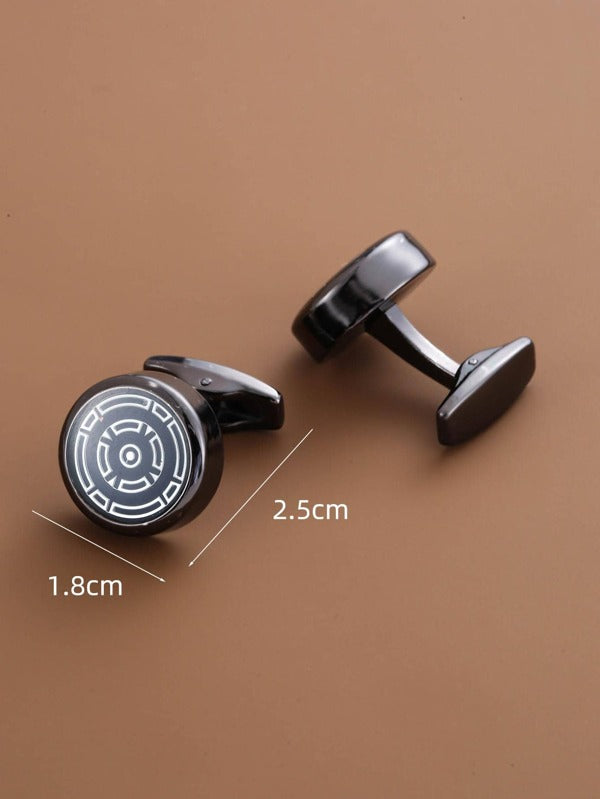 2pcs Men Round Design Cufflink