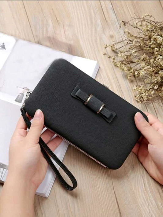 Women Bow Wallet Long Purse Phone Card Holder Clutch Large Capacity Pocket