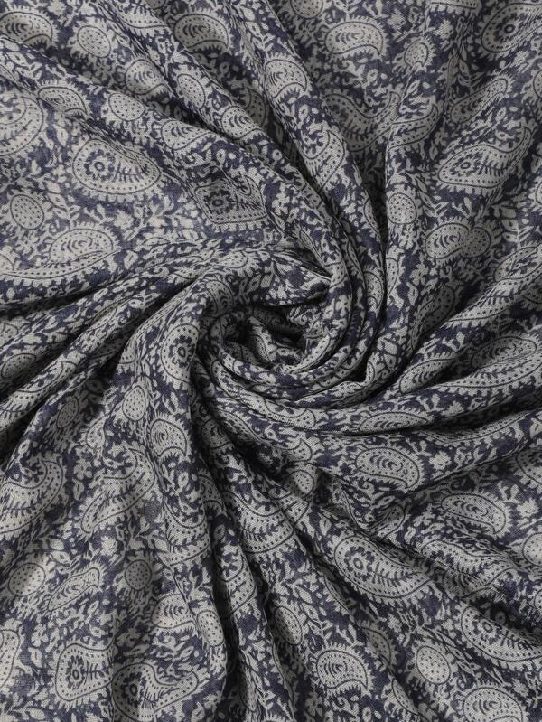 1pc Men Paisley Pattern Raw Trim Bohemian Scarf For Daily Life