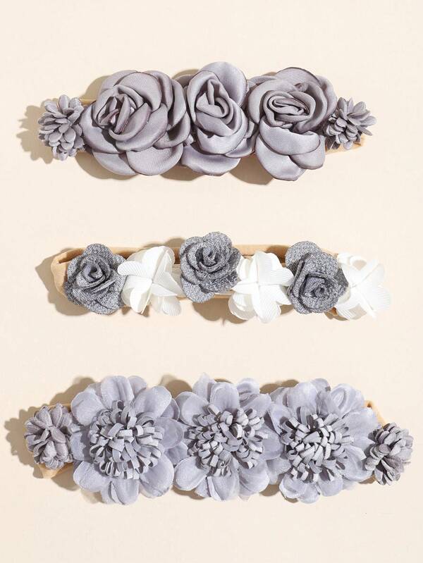 3pcs Baby Flower Decor Hair Band