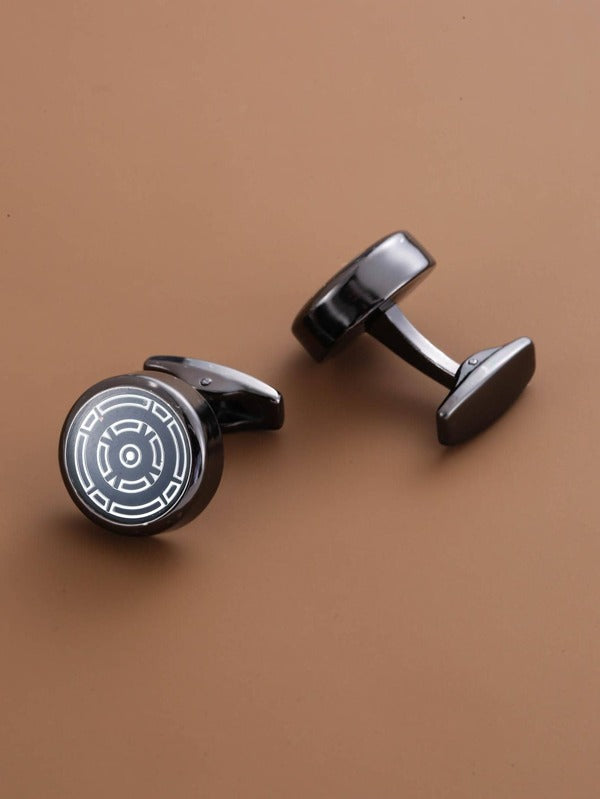 2pcs Men Round Design Cufflink