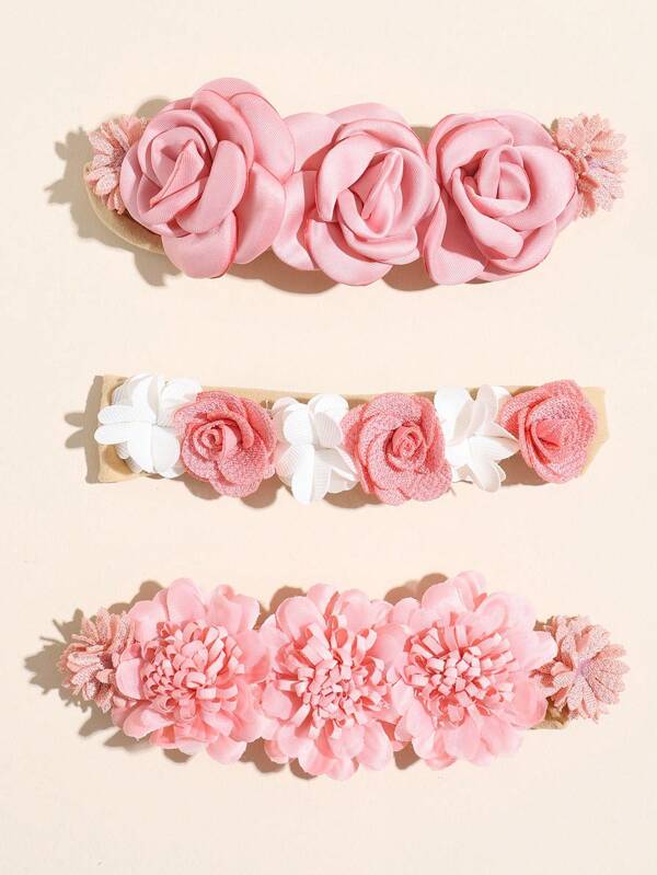 3pcs Baby Flower Decor Hair Band