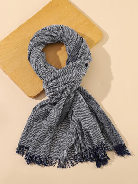 Men Fringe Trim Scarf