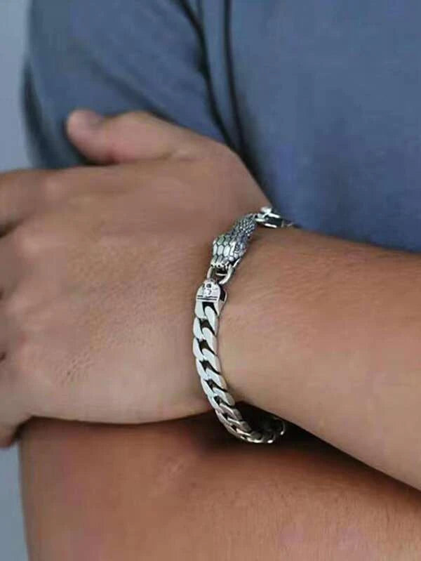 Men Skull & Snake Decor Bracelet