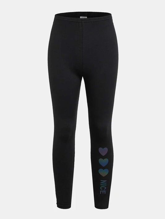 Girls Reflective Heart And Letter Graphic Leggings