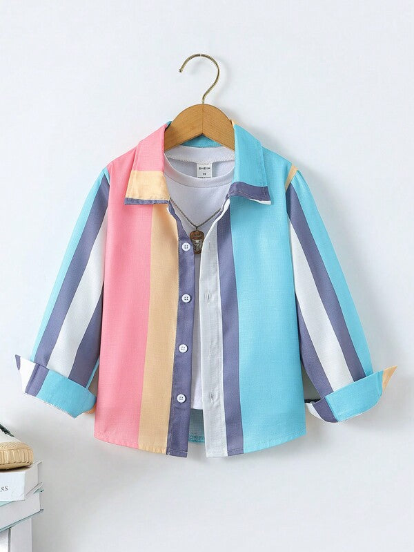 Toddler Boys Colorblock Button Front Shirt