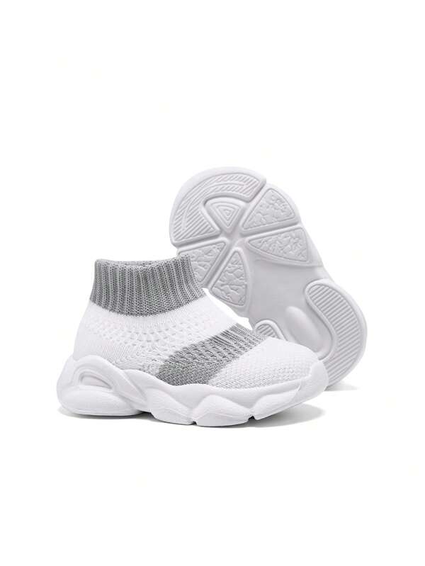 Comfortable Gray & White Two-tone Slip-on Sneakers For Infants