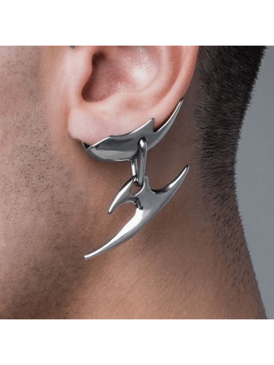 Cyberpunk Hip Hop Unisex Ear Wrap Gothic Punk Silver Color Dagger Earless Piercing Couple Earrings Accessories Jewelry