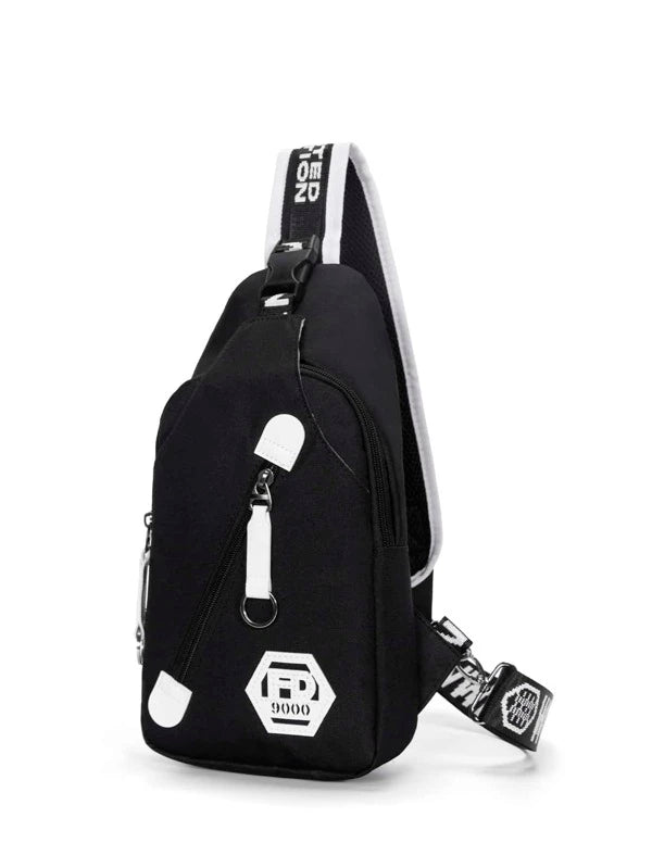 2pcs Men Letter Graphic Casual Daypack With Sling Bag Bookbag Set College Bag Set High School Students Graduate Students University Freshman Sophomore for Commute, Outdoors, Hiking Travel