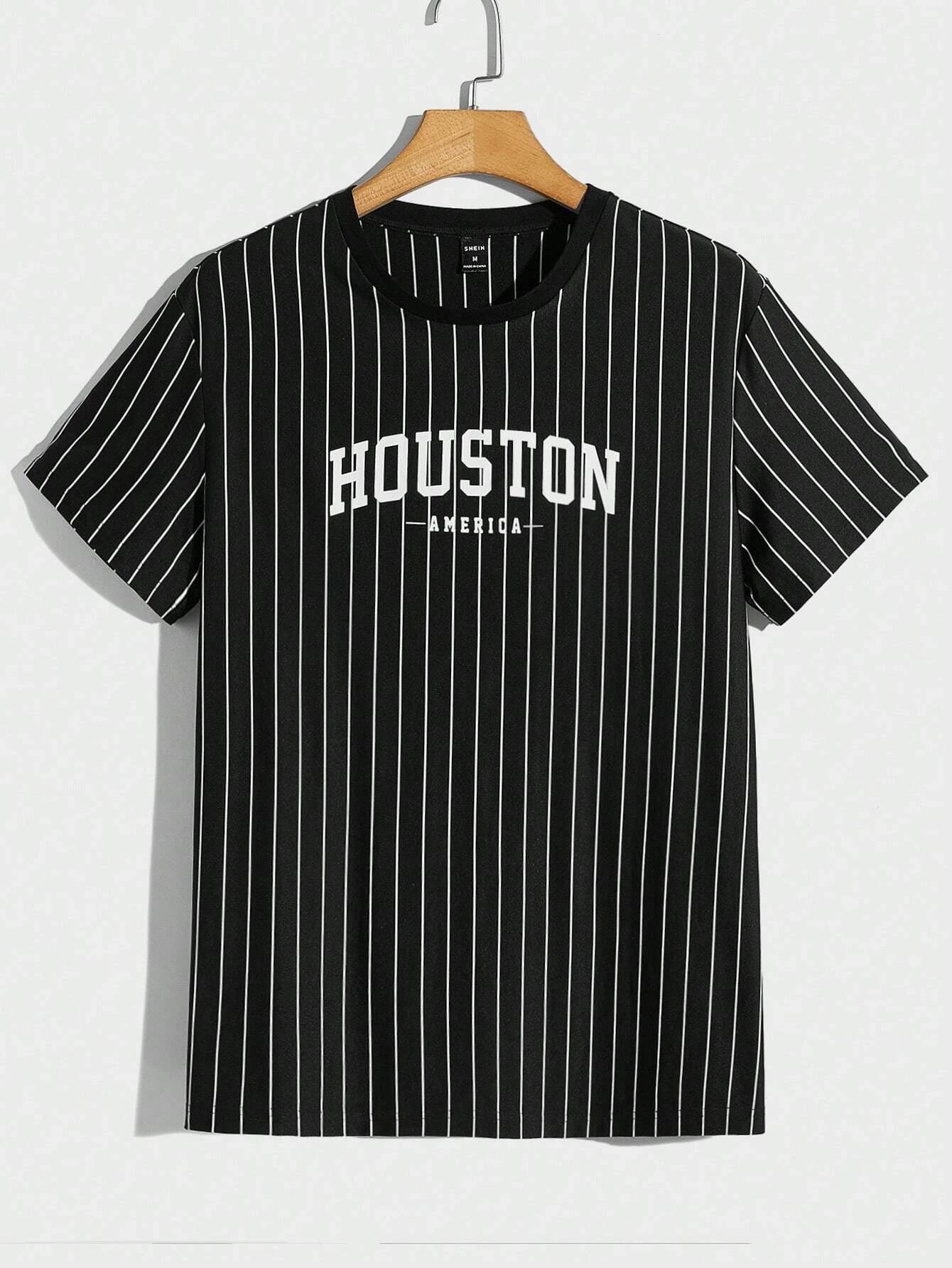 Men Striped & Letter Graphic Tee
