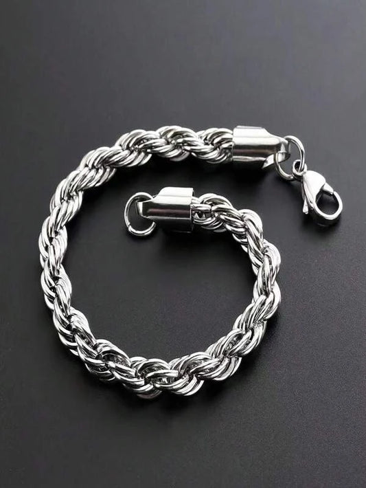 Men Minimalist Chain Bracelet Stainless Steel Punk Hip Pop Style
