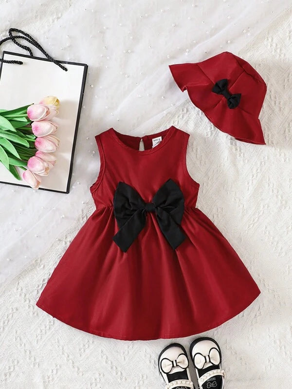 Baby Bow Front Dress With Accessory Hat