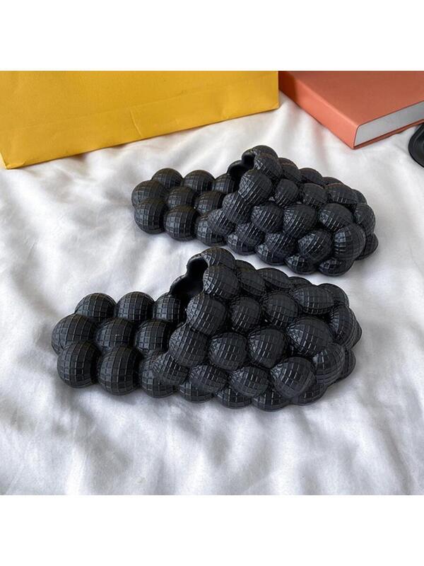 Men Textured Hollow Out Bubble Clogs, Black Outdoor EVA Vent Clogs