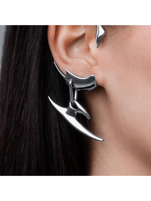 Cyberpunk Hip Hop Unisex Ear Wrap Gothic Punk Silver Color Dagger Earless Piercing Couple Earrings Accessories Jewelry