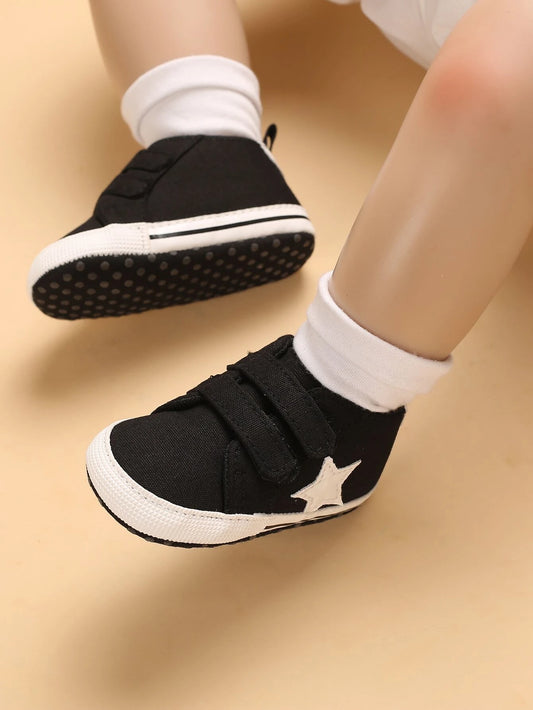 Baby Boy Star Appliques Hook-and-loop Fastener Strap Sneakers