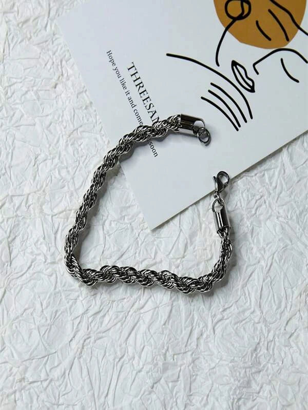 Men Minimalist Chain Bracelet Stainless Steel Punk Hip Pop Style