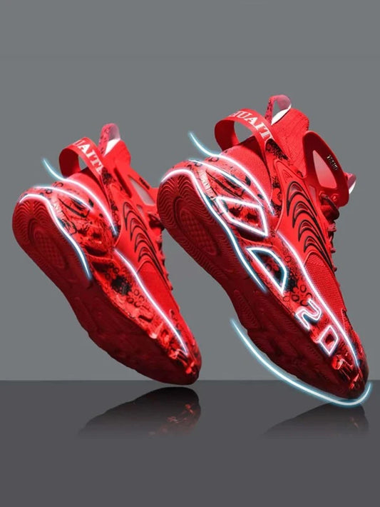 Men Letter Graphic Lace-up Front Running Shoes, Sporty Sneakers