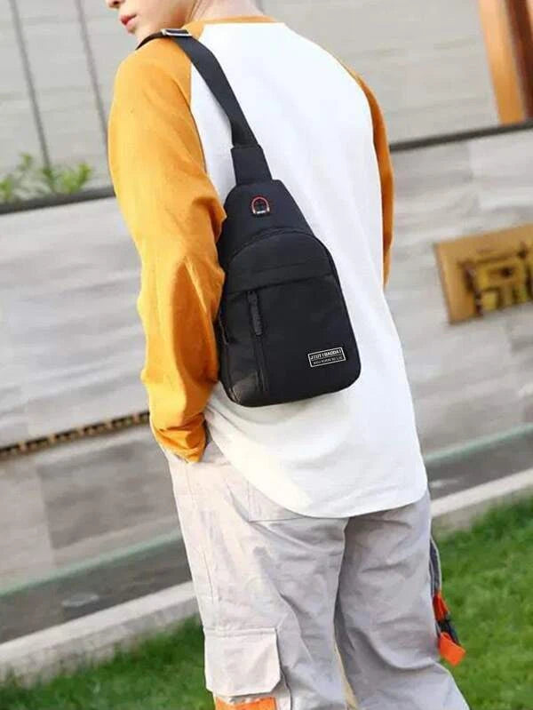 Mini Men Earphone Hole Detail Sling Bag Chest Bag, Gift For Father