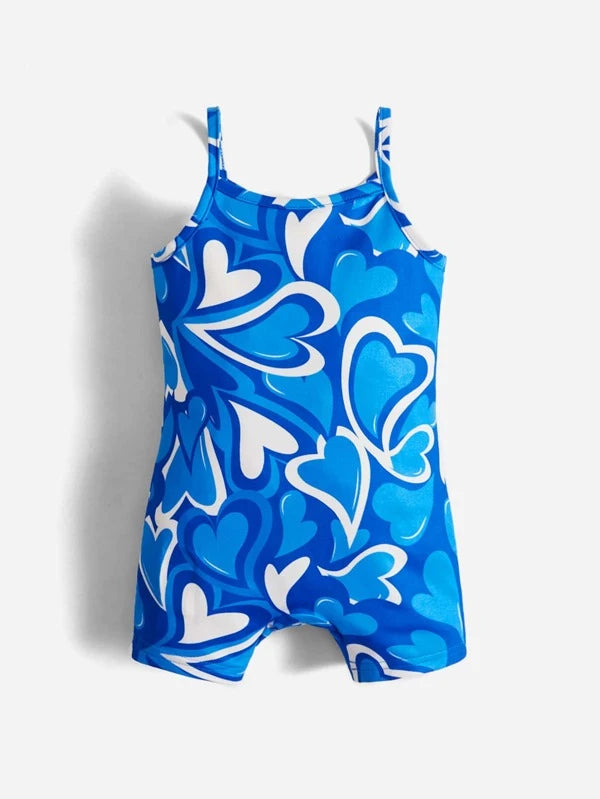 SHEIN Baby Heart Print Cami Romper