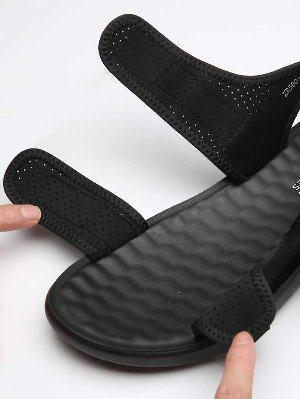 Fashionable Sport Sandals For Men, Letter Graphic Hook-and-loop Fastener Strap Sandals