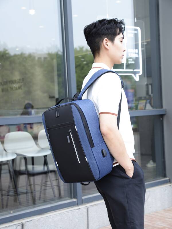 16'' Nylon Multifunctional Usb Charging Port Backpack Set With Three Pieces Suit For Casual And Business Men