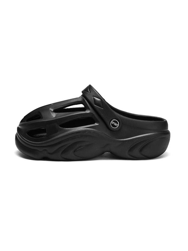 Men Hollow Out Clogs, Black Outdoor EVA Vented Clogs