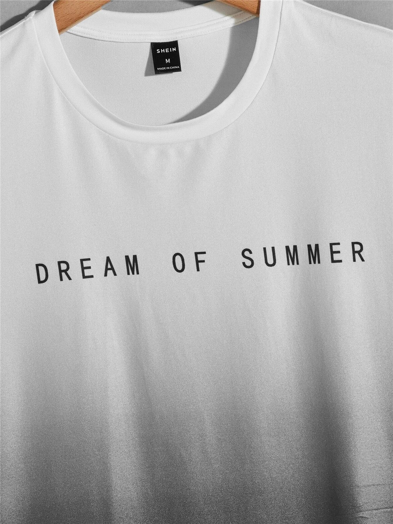 Men Slogan Graphic Ombre Tee