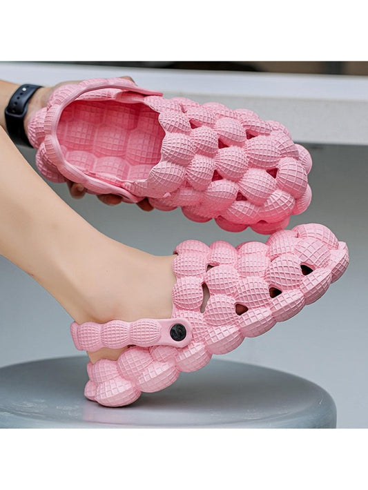 Fashion Pink Clogs For Men, Hollow Out Bubble Vented Clogs