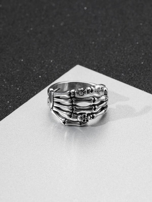 Men Skeleton Hand Design Cuff Ring