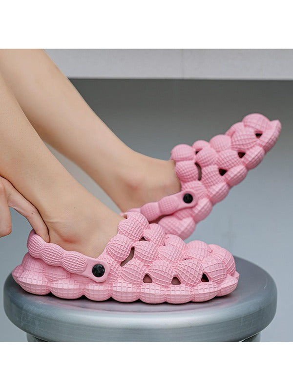 Fashion Pink Clogs For Men, Hollow Out Bubble Vented Clogs