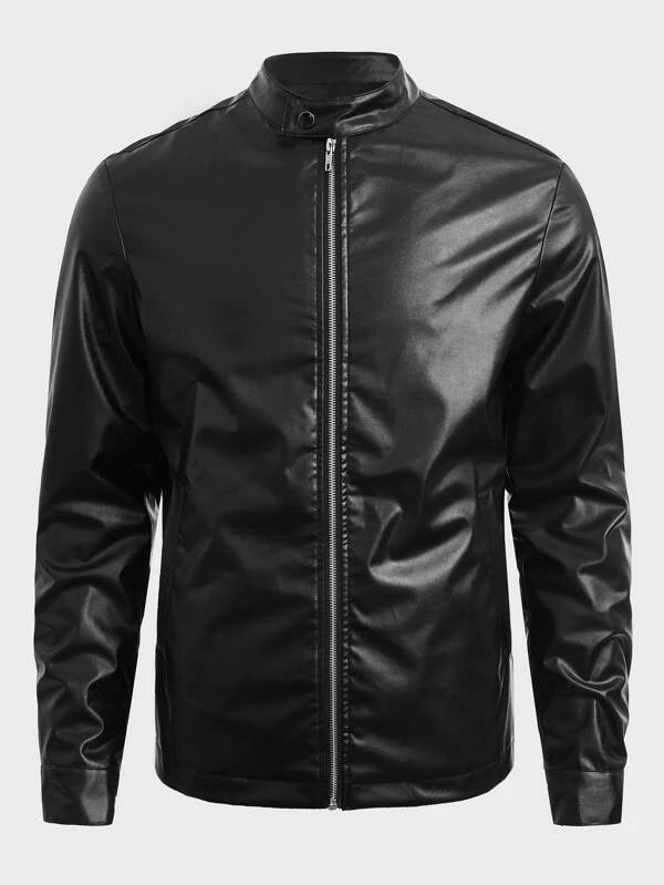 Manfinity LEGND Men Zip Up PU Leather Jacket