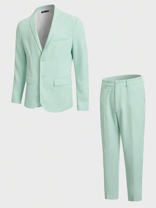 SHEIN Men Solid Blazer & Suit Pants Set