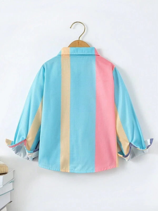 Toddler Boys Colorblock Button Front Shirt