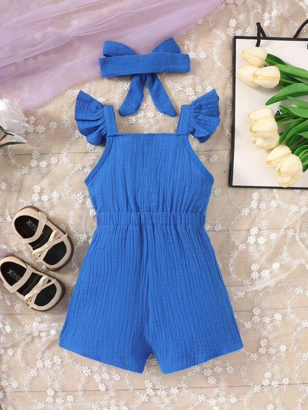 Baby Ruffle Trim Bow Front Romper