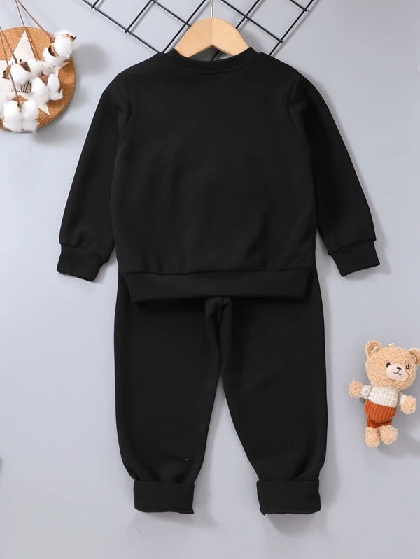Toddler Boys Bear And Letter Graphic Pullover & Sweatpants