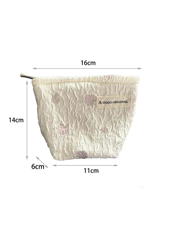 1pc Large-Capacity Cosmetic Bag Small Fabric Creative Small Rose Cosmetic Bag Makeup Bag For Women Girls