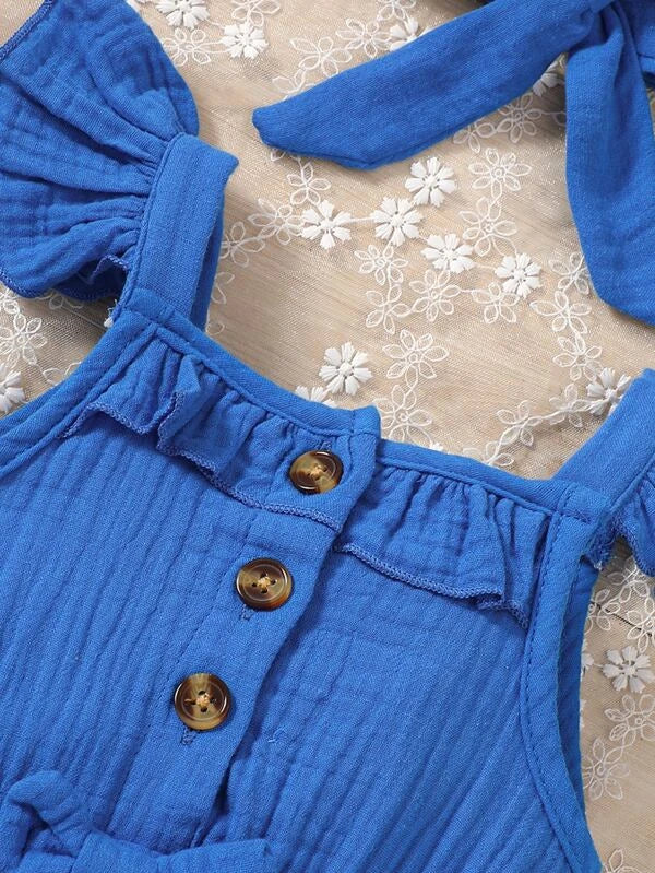 Baby Ruffle Trim Bow Front Romper