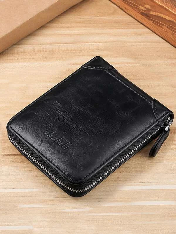 Men Letter Graphic Small Wallet Credit Card Small Purse Bifold Zipper Men Wallet