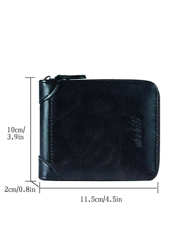 Men Letter Graphic Small Wallet Credit Card Small Purse Bifold Zipper Men Wallet