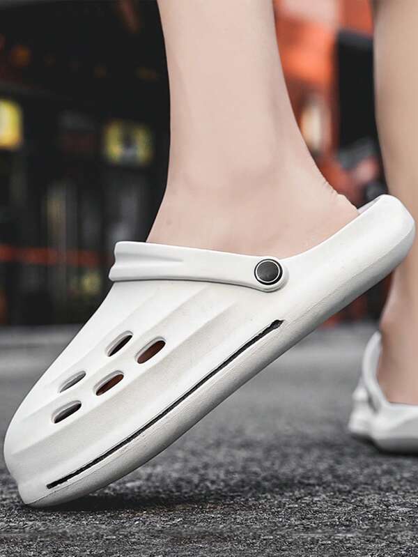 Fashionable Vented Clogs For Men, Hollow Out Design Slingback EVA Clogs