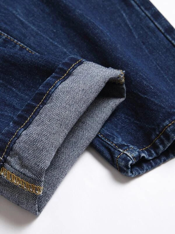 Men Cotton Ripped Cat Whisker Jeans