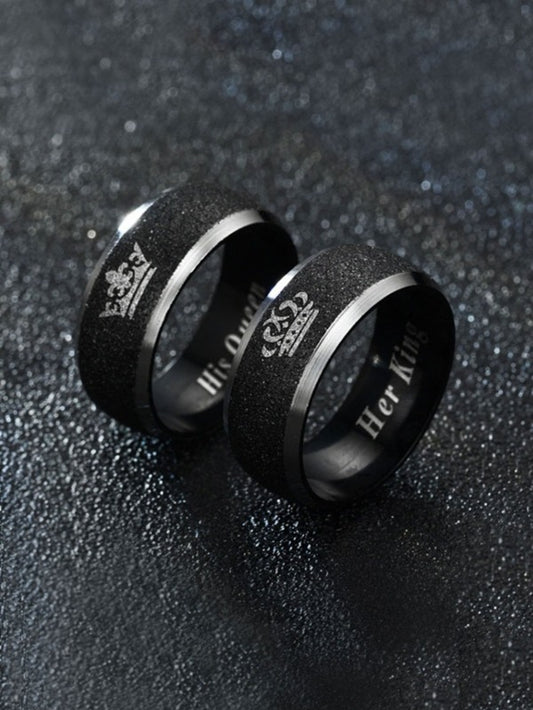 2pcs Men Crown Pattern Ring