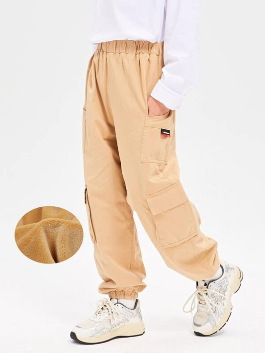 Boys Patched Detail Flap Pocket Thermal Cargo Pants